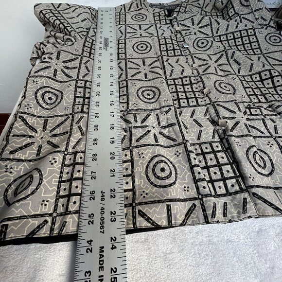 New Identity Womens Geometric Print Unique Button Front Jacket XL Black Gray - Picture 12 of 12